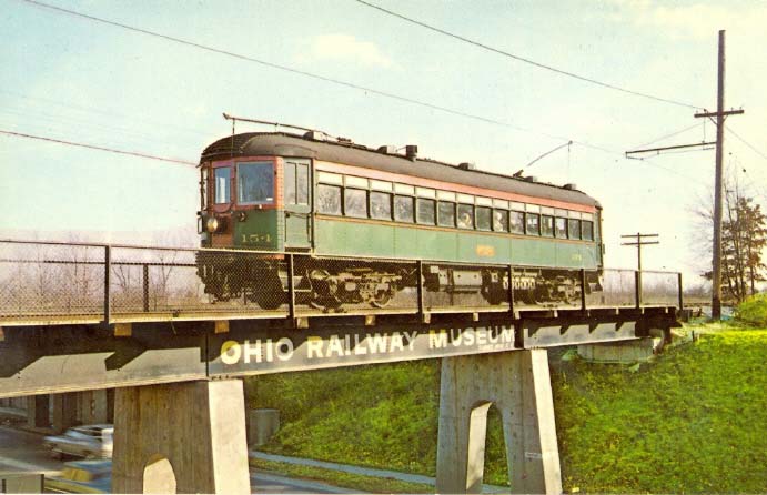 Chicago North Shore and Milwaukee Railroad interurban 154. It was built by the J.G. Brill Co. in 1915.